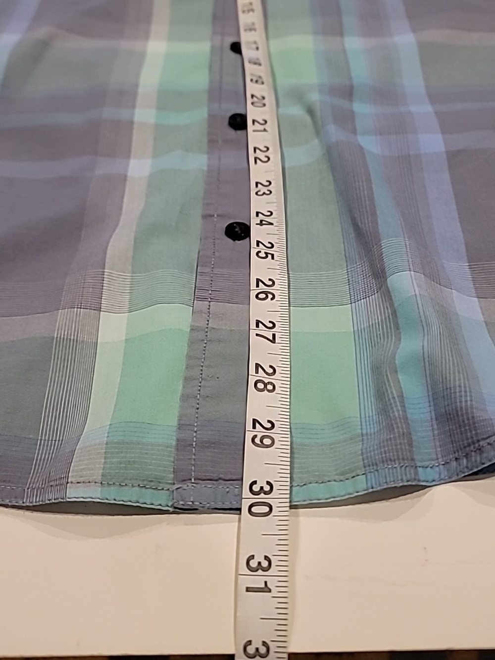 Red Camel Plaid Button-Up Roll Up Sleeves Shirt Blue Green Gray Large - Picture 11 of 11